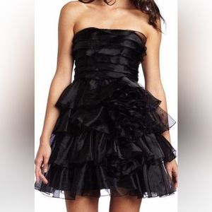 Jessica Simpson Black Ruffle Strapless Mini Dress